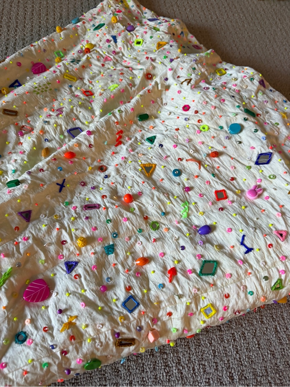 Anthropologie the outfit artisan White Midi Dress with Multicolor Embellishments - Picture 5 of 6